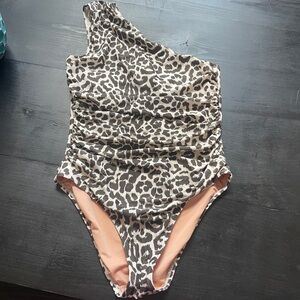 J Crew Leopard Print One-Shoulder Swimsuit